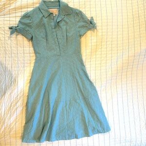 Girl meets glam light blue eyelet dress.